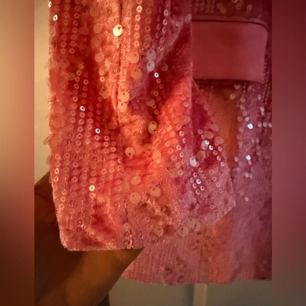 FASHION NOVA Amelia Sequin Blazer Short Dress Pink Like New Worn Once SZ Medium - Picture 7 of 13